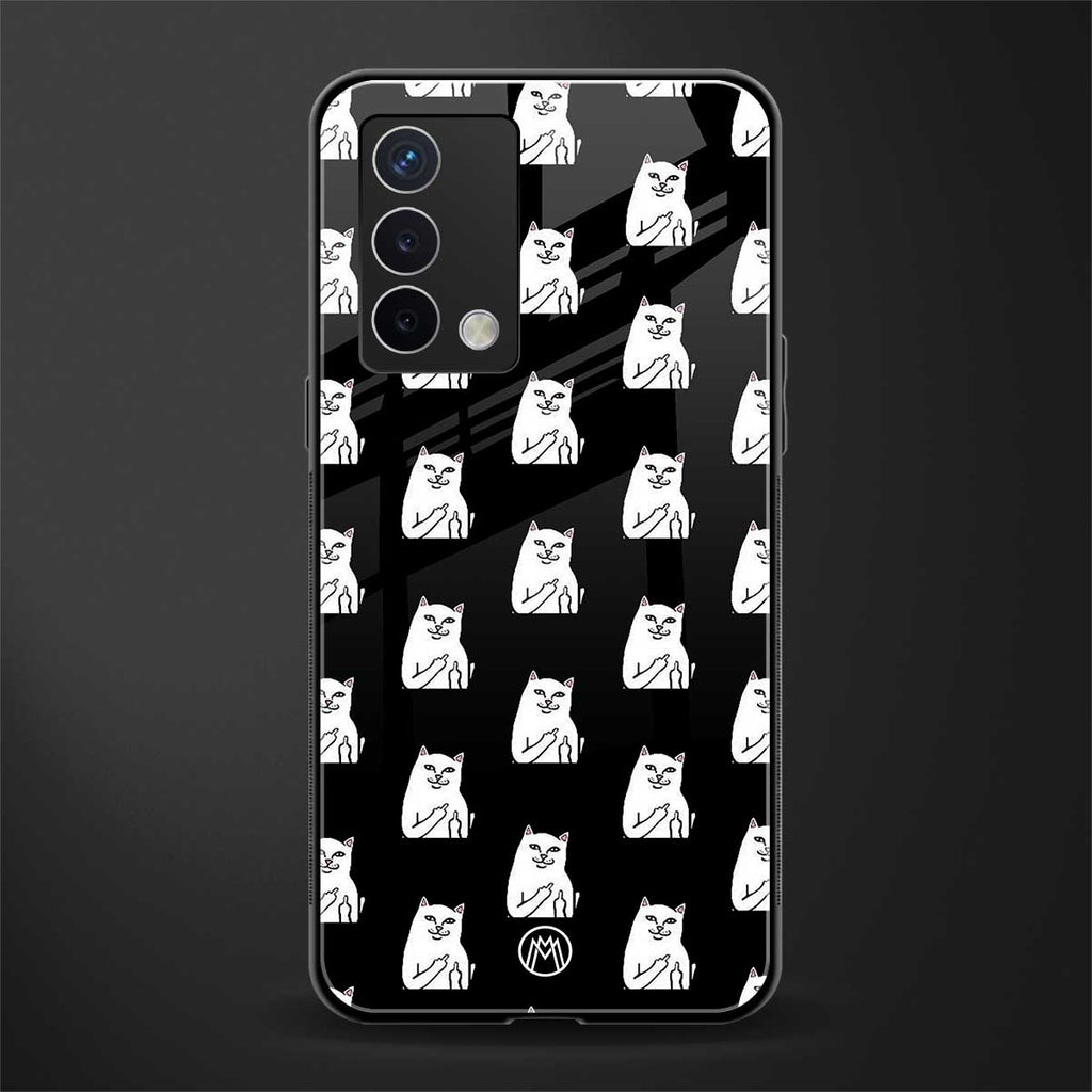middle finger cat meme back phone cover | glass case for oppo a74 4g