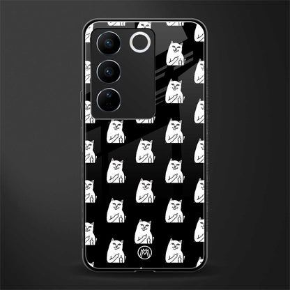 middle finger cat meme back phone cover | glass case for vivo v27 pro 5g