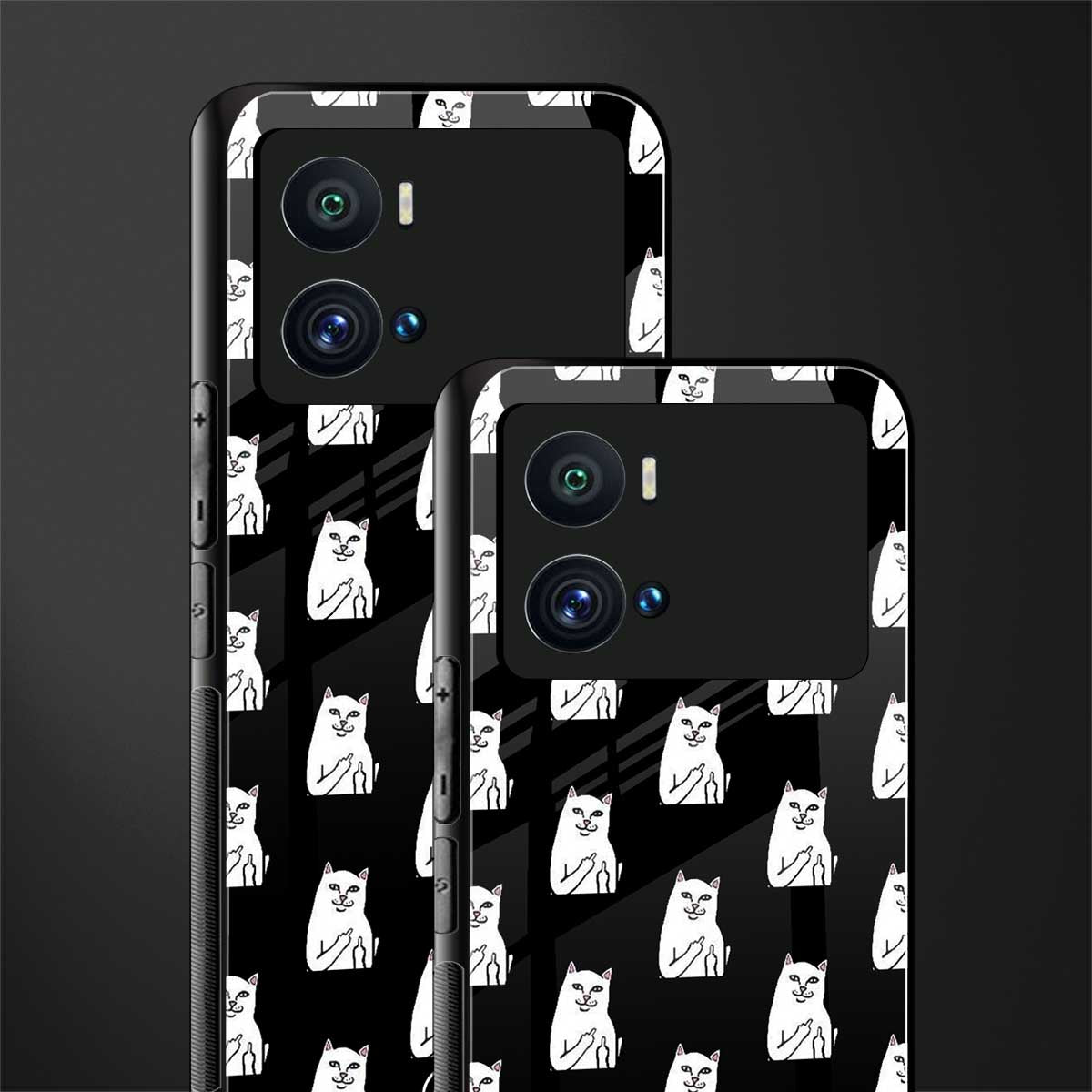 middle finger cat meme back phone cover | glass case for iQOO 9 Pro