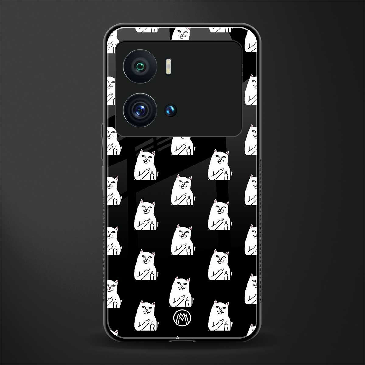 middle finger cat meme back phone cover | glass case for iQOO 9 Pro