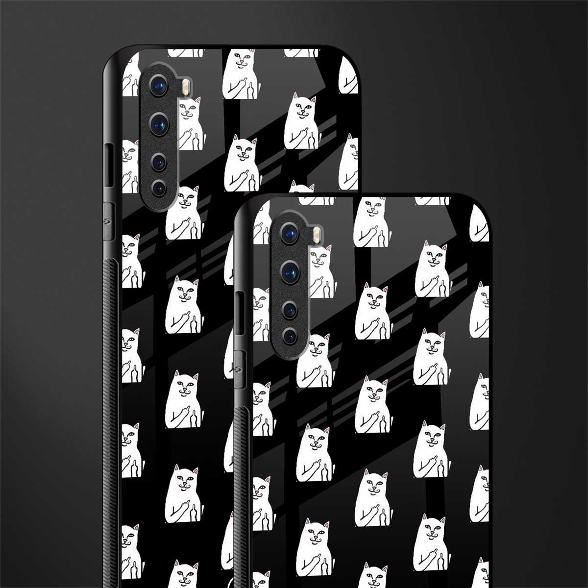 middle finger cat meme glass case for oneplus nord ac2001 image-2