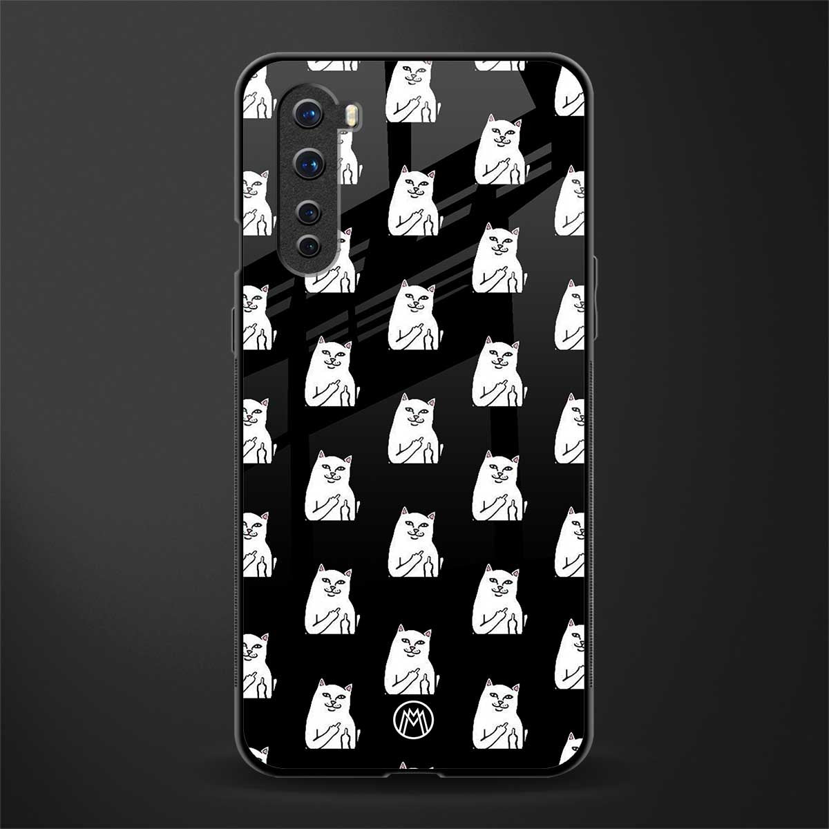 middle finger cat meme glass case for oneplus nord ac2001 image