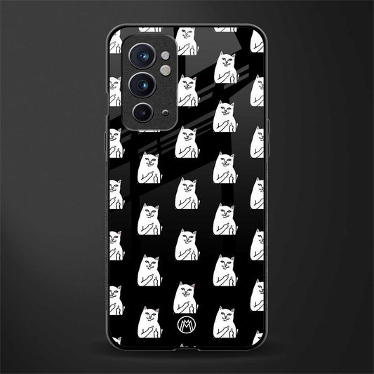 middle finger cat meme glass case for oneplus 9rt image
