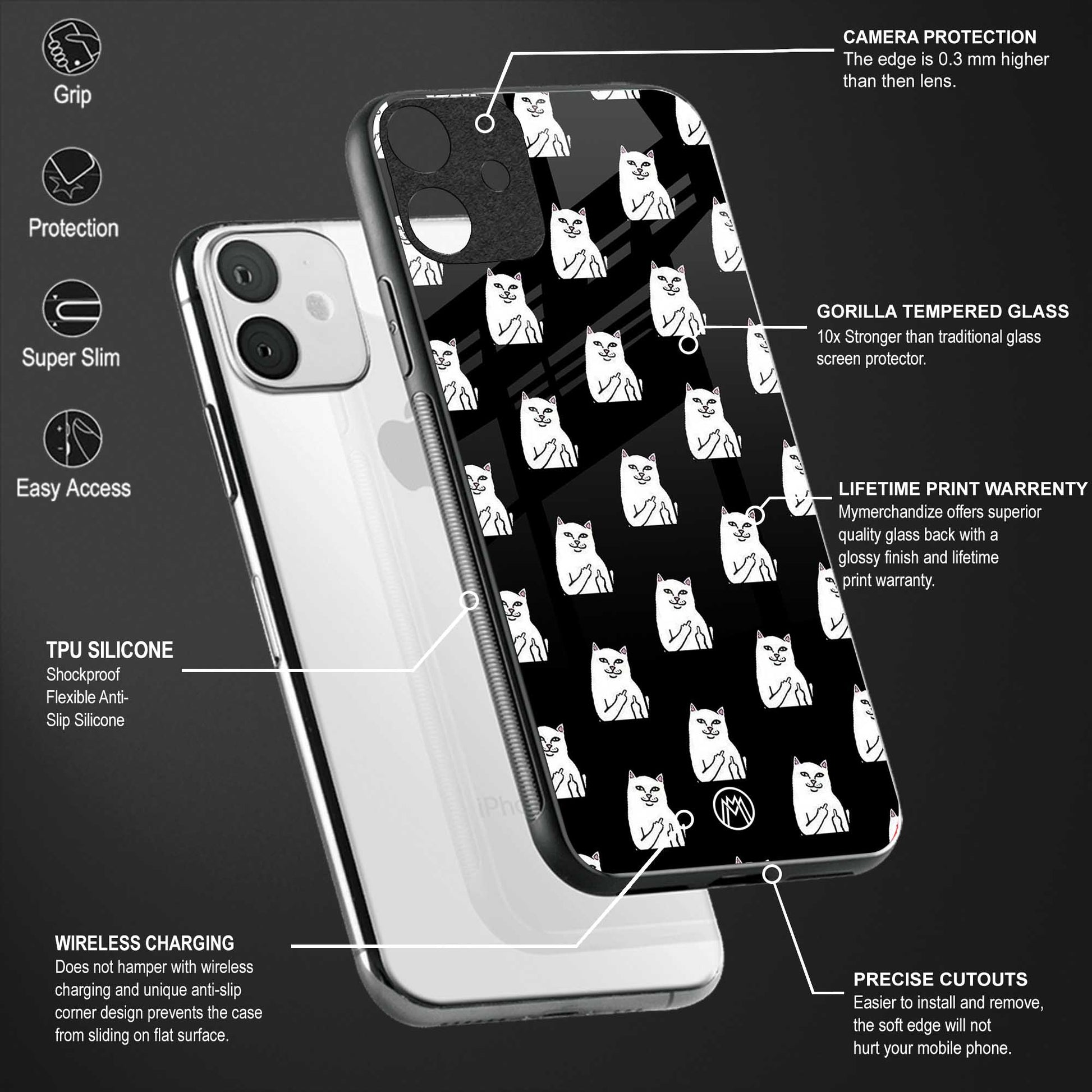 middle finger cat meme back phone cover | glass case for samsung galaxy a14 5g