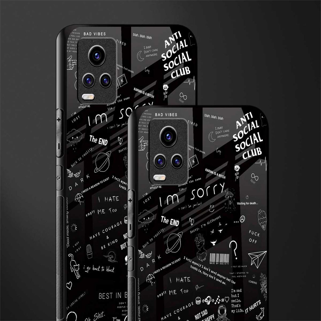 minimalistic black aesthetic collage back phone cover | glass case for vivo y73