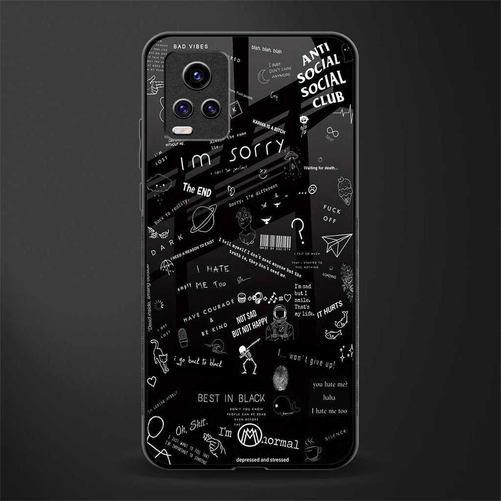 minimalistic black aesthetic collage back phone cover | glass case for vivo y73