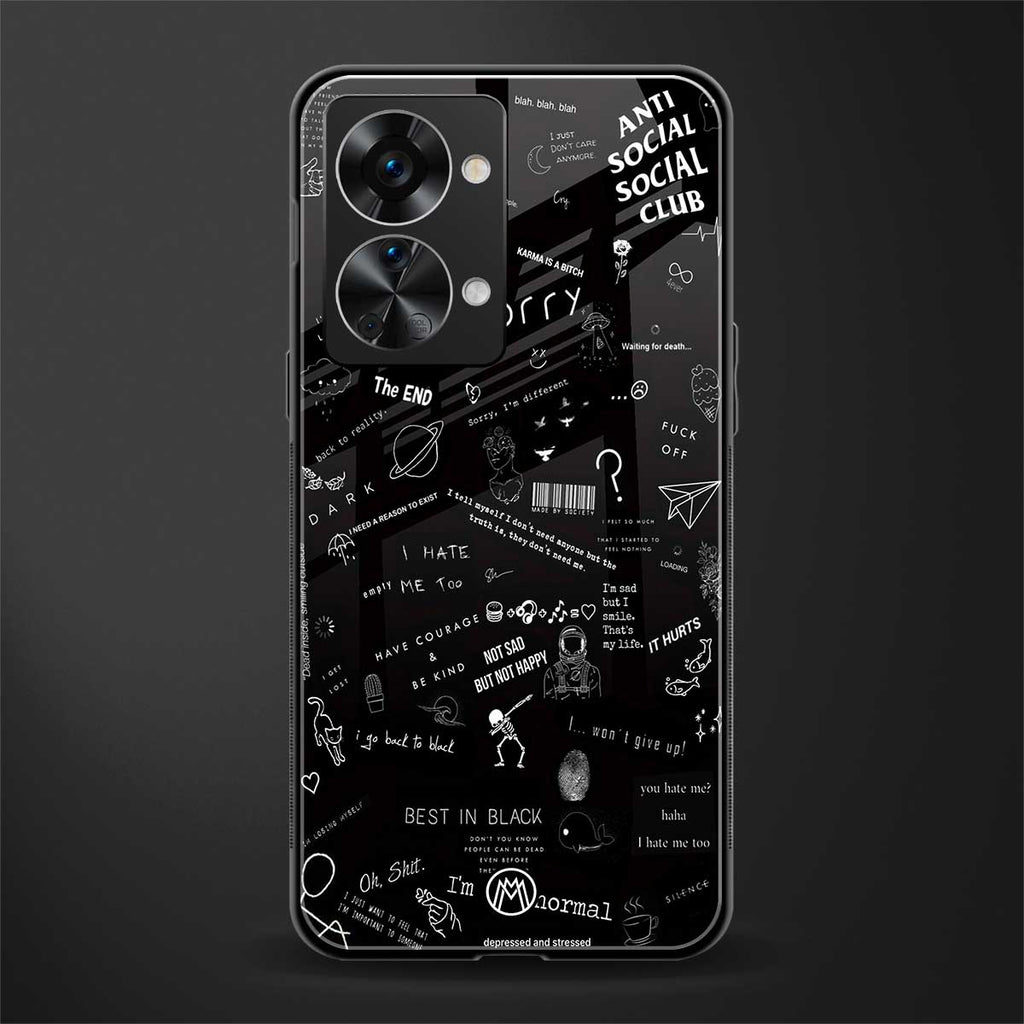 minimalistic black aesthetic collage glass case for phone case | glass case for oneplus nord 2t 5g