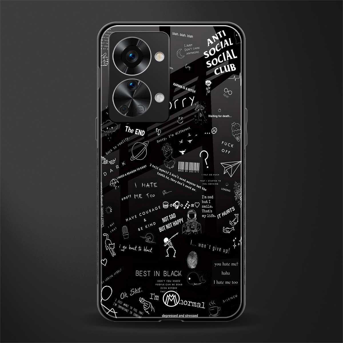 minimalistic black aesthetic collage glass case for phone case | glass case for oneplus nord 2t 5g