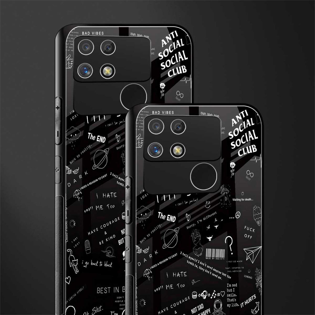 minimalistic black aesthetic collage back phone cover | glass case for realme narzo 50a