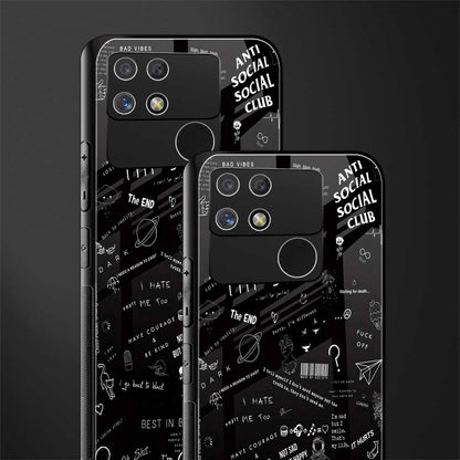 minimalistic black aesthetic collage back phone cover | glass case for realme narzo 50a