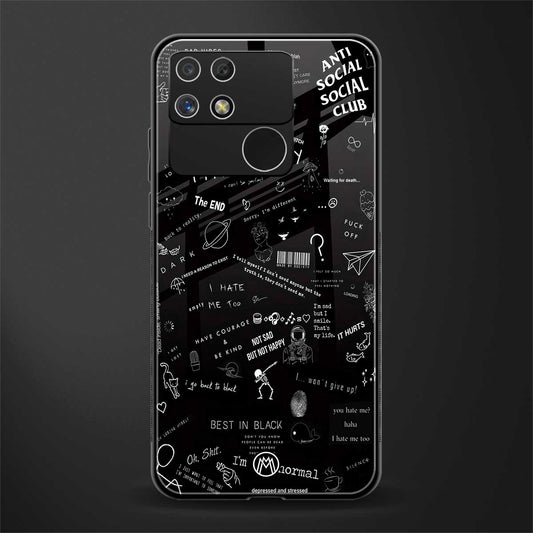 minimalistic black aesthetic collage back phone cover | glass case for realme narzo 50a