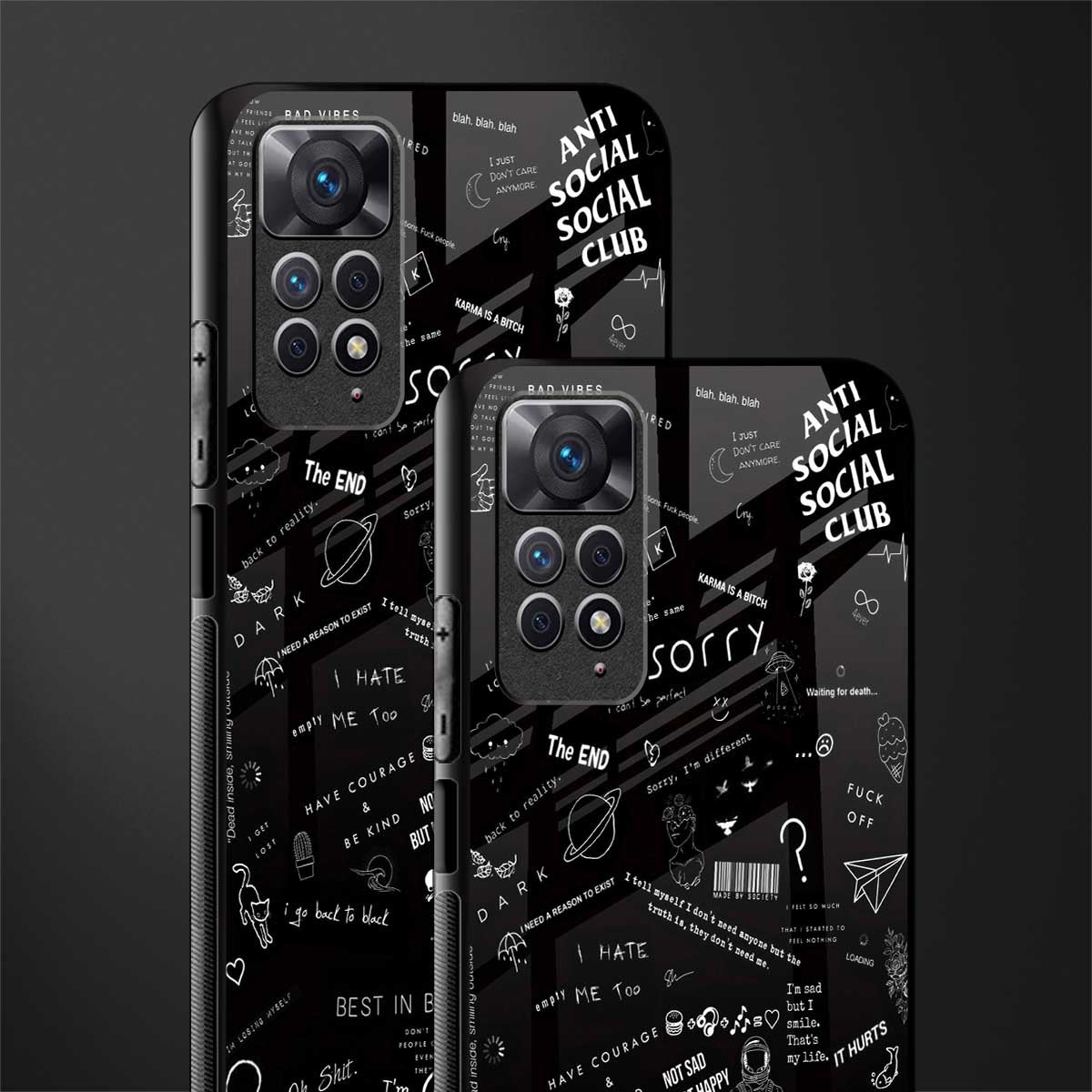 minimalistic black aesthetic collage back phone cover | glass case for redmi note 11 pro plus 4g/5g
