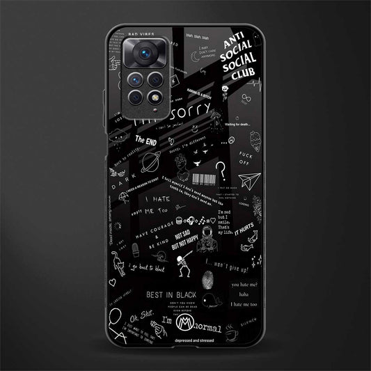 minimalistic black aesthetic collage back phone cover | glass case for redmi note 11 pro plus 4g/5g