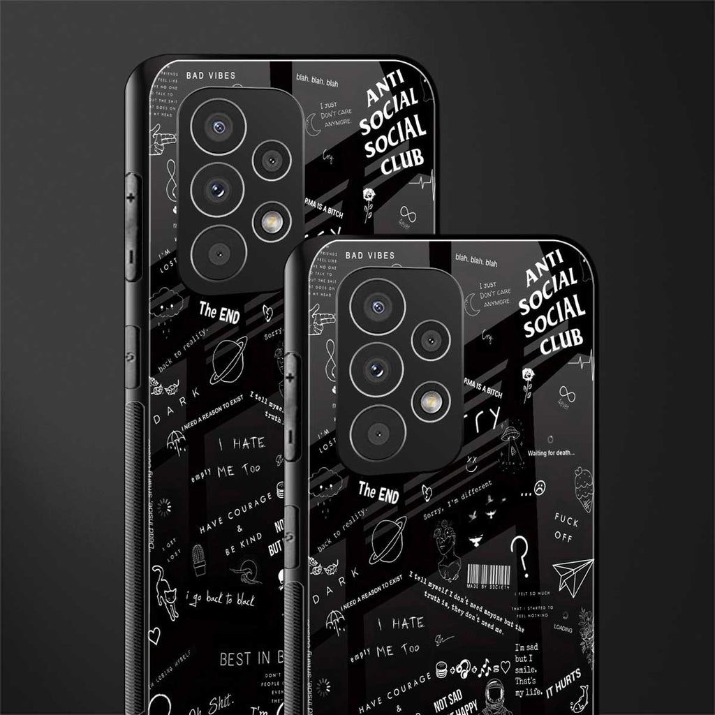 minimalistic black aesthetic collage back phone cover | glass case for samsung galaxy a53 5g