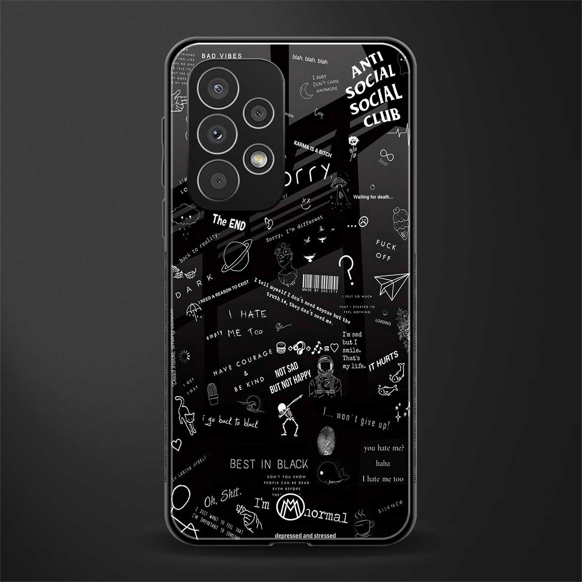 minimalistic black aesthetic collage back phone cover | glass case for samsung galaxy a53 5g