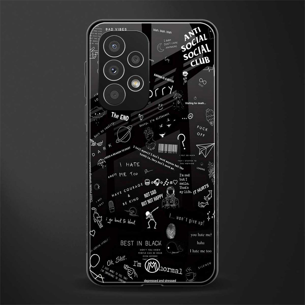 minimalistic black aesthetic collage back phone cover | glass case for samsung galaxy a73 5g