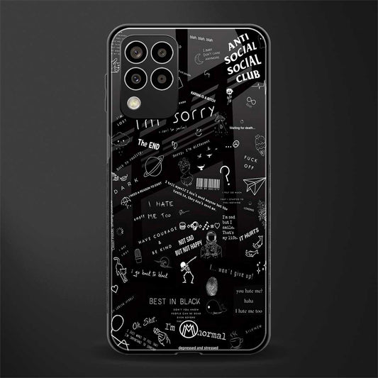 minimalistic black aesthetic collage back phone cover | glass case for samsung galaxy m33 5g