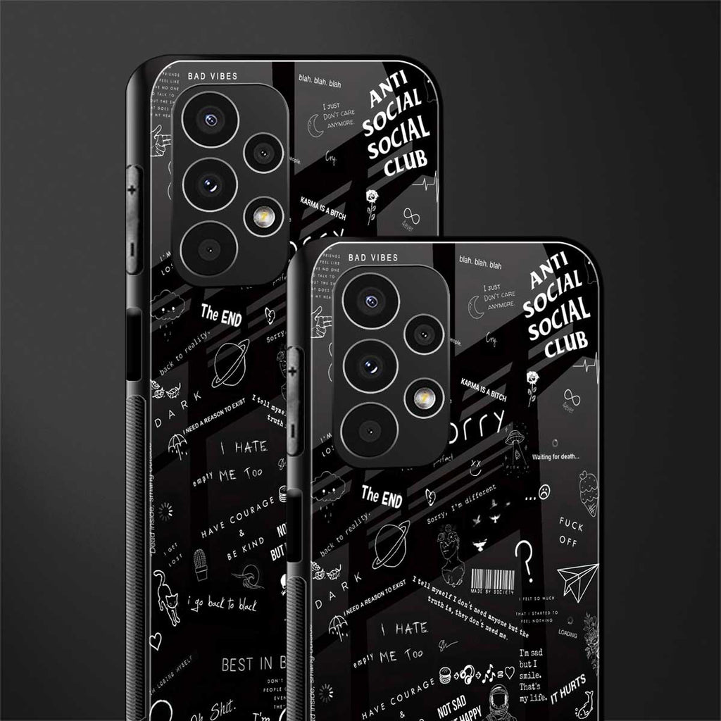 minimalistic black aesthetic collage back phone cover | glass case for samsung galaxy a13 4g