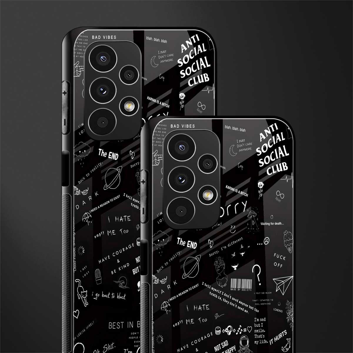 minimalistic black aesthetic collage back phone cover | glass case for samsung galaxy a13 4g