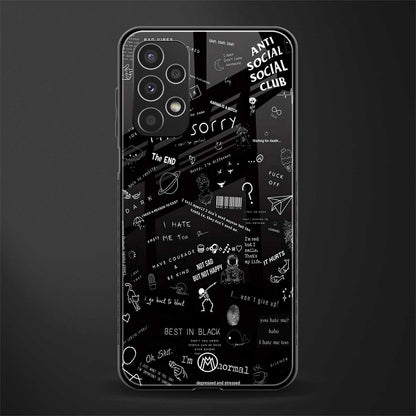 minimalistic black aesthetic collage back phone cover | glass case for samsung galaxy a13 4g