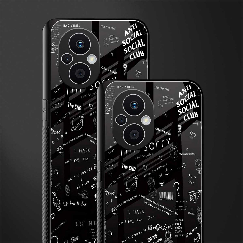minimalistic black aesthetic collage back phone cover | glass case for oppo f21 pro 5g
