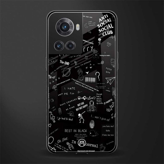 minimalistic black aesthetic collage back phone cover | glass case for oneplus 10r 5g