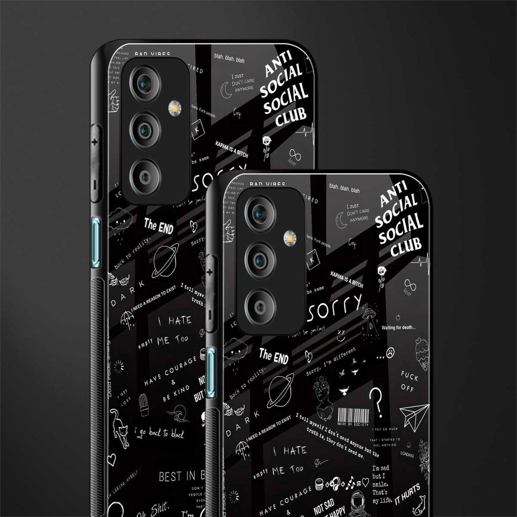 minimalistic black aesthetic collage back phone cover | glass case for samsung galaxy f23 5g