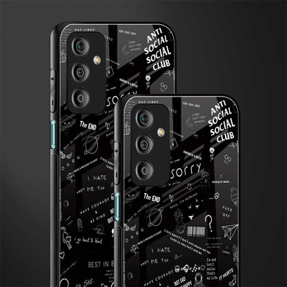 minimalistic black aesthetic collage back phone cover | glass case for samsung galaxy f23 5g