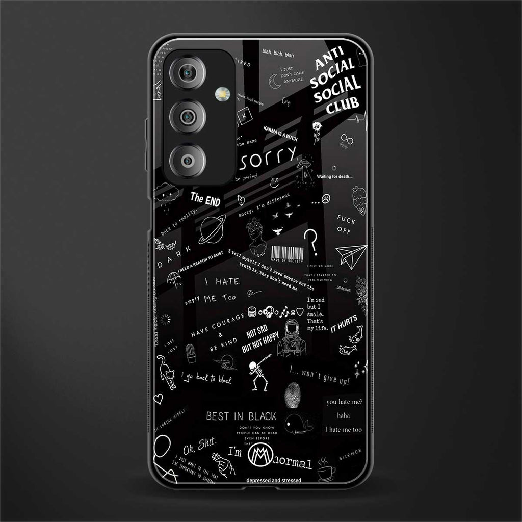 minimalistic black aesthetic collage back phone cover | glass case for samsung galaxy f23 5g