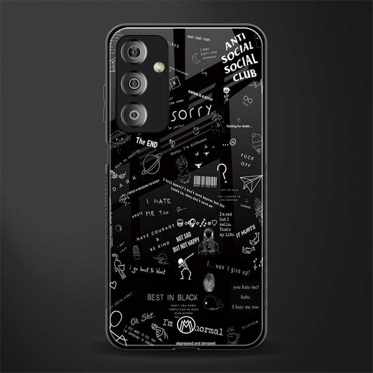 minimalistic black aesthetic collage back phone cover | glass case for samsung galaxy f23 5g
