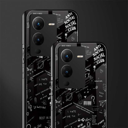 minimalistic black aesthetic collage back phone cover | glass case for vivo v25 pro 5g