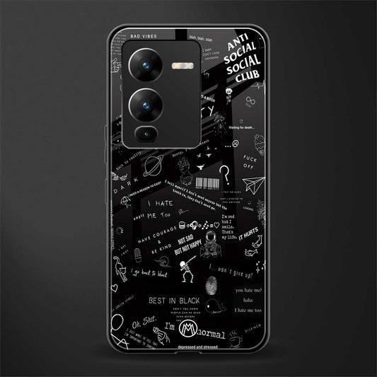 minimalistic black aesthetic collage back phone cover | glass case for vivo v25 pro 5g