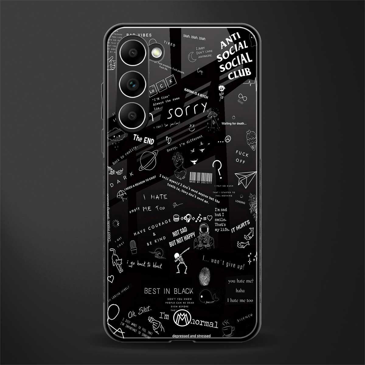 minimalistic black aesthetic collage glass case for phone case | glass case for samsung galaxy s23