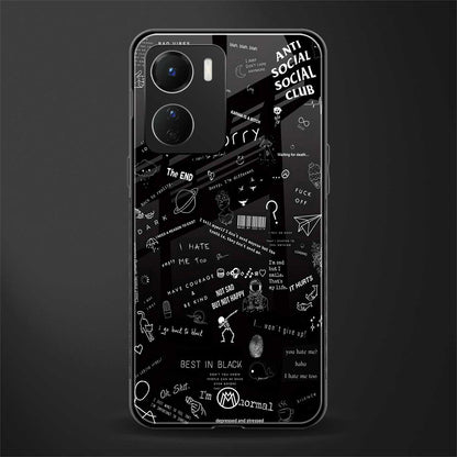 minimalistic black aesthetic collage back phone cover | glass case for vivo y16