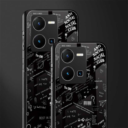 minimalistic black aesthetic collage back phone cover | glass case for vivo y35 4g