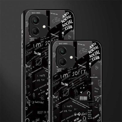 minimalistic black aesthetic collage back phone cover | glass case for samsung galaxy a04
