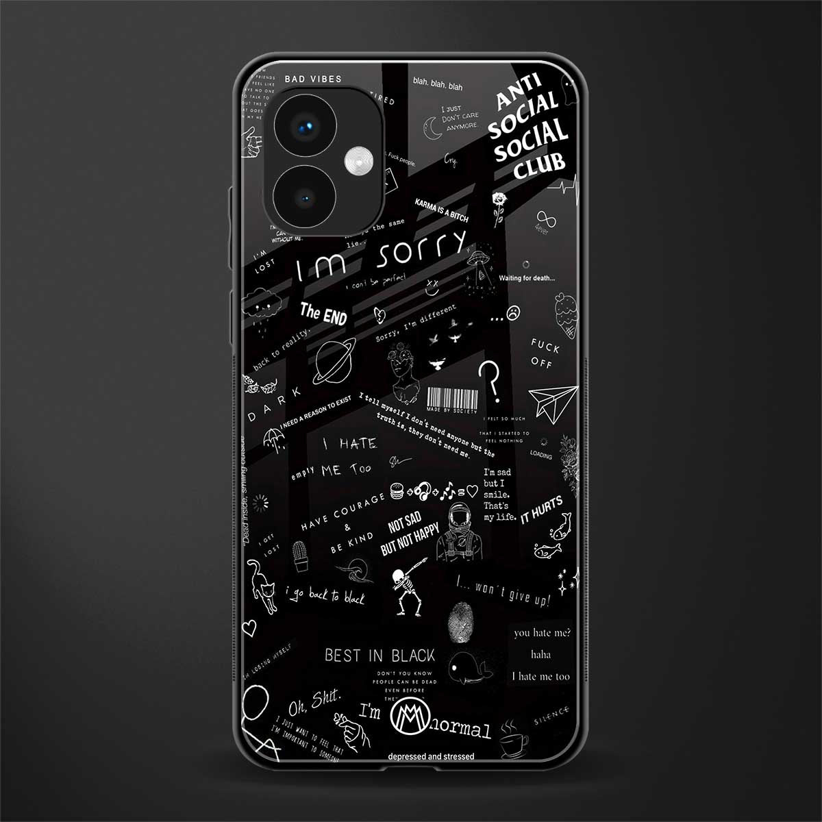 minimalistic black aesthetic collage back phone cover | glass case for samsung galaxy a04