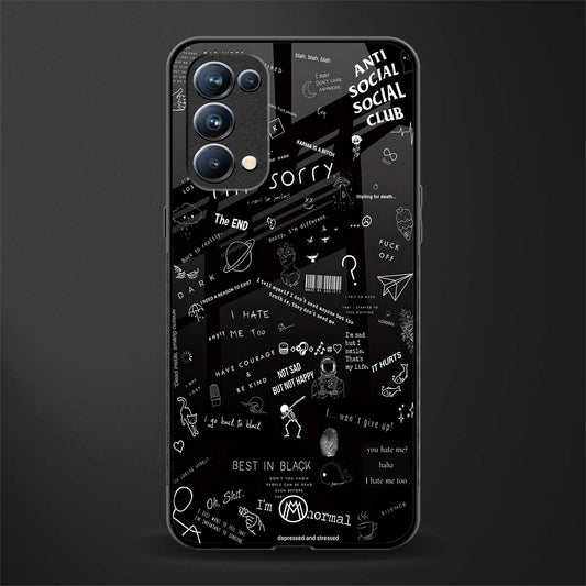 minimalistic black aesthetic collage back phone cover | glass case for oppo reno 5