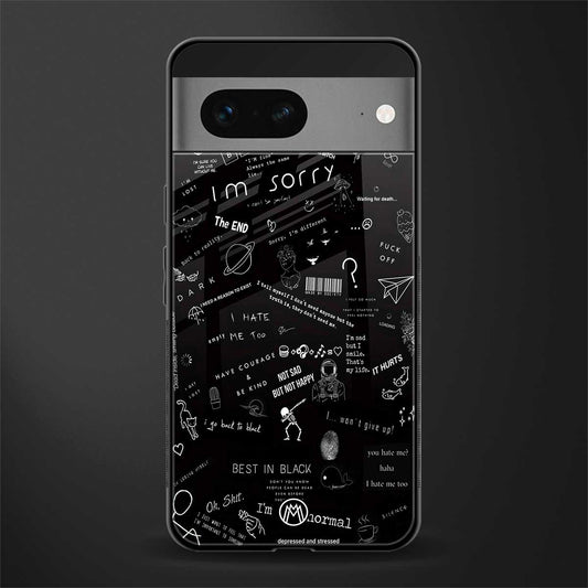 minimalistic black aesthetic collage back phone cover | glass case for google pixel 7