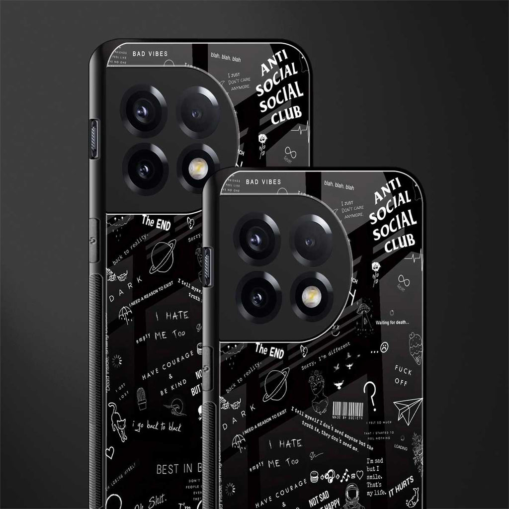 minimalistic black aesthetic collage back phone cover | glass case for oneplus 11r