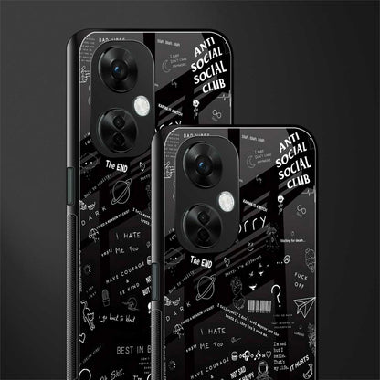 minimalistic black aesthetic collage back phone cover | glass case for oneplus nord ce 3 lite