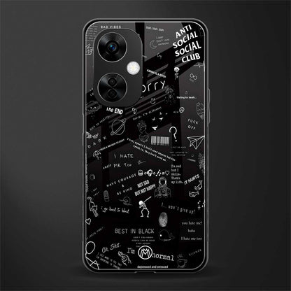 minimalistic black aesthetic collage back phone cover | glass case for oneplus nord ce 3 lite