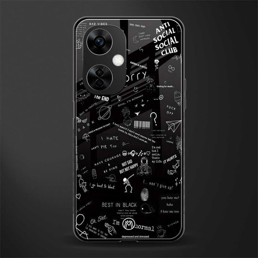 minimalistic black aesthetic collage back phone cover | glass case for oneplus nord ce 3 lite