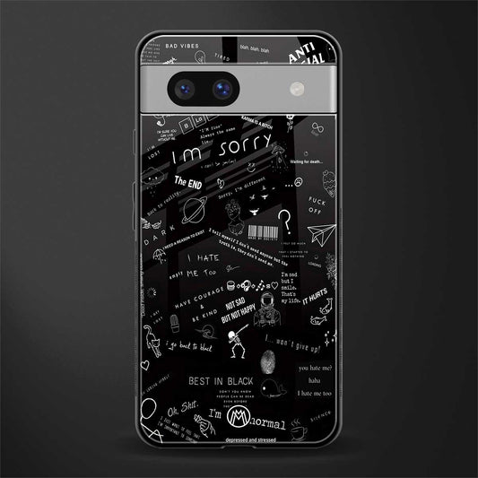 minimalistic black aesthetic collage back phone cover | glass case for Google Pixel 7A
