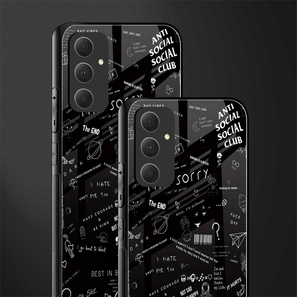 minimalistic black aesthetic collage back phone cover | glass case for samsung galaxy a54 5g