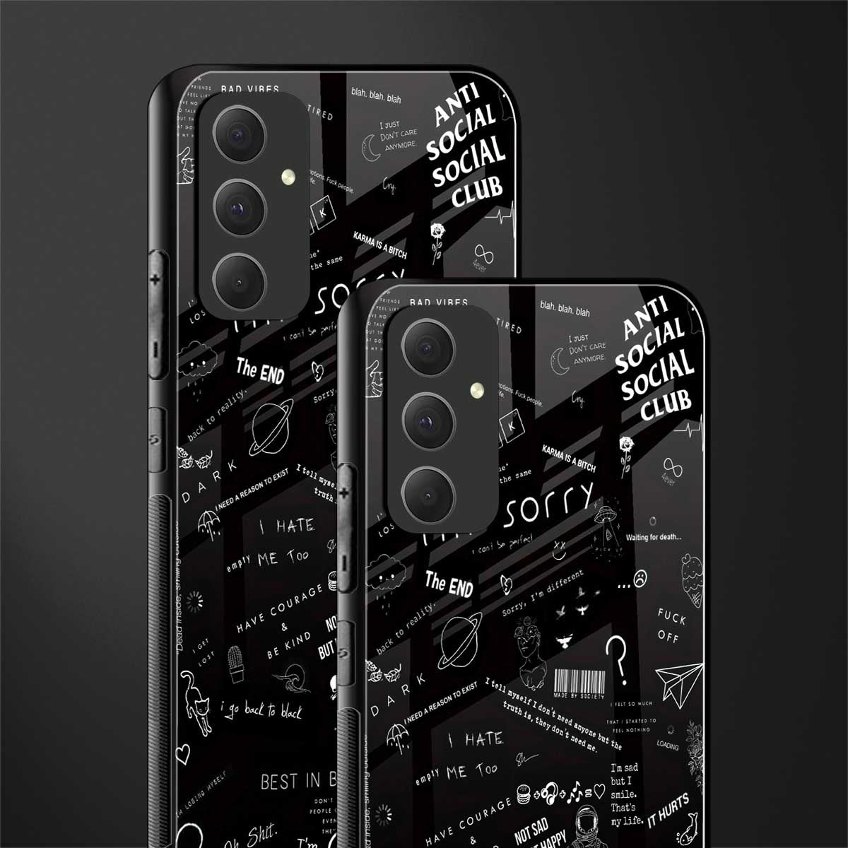 minimalistic black aesthetic collage back phone cover | glass case for samsung galaxy a54 5g