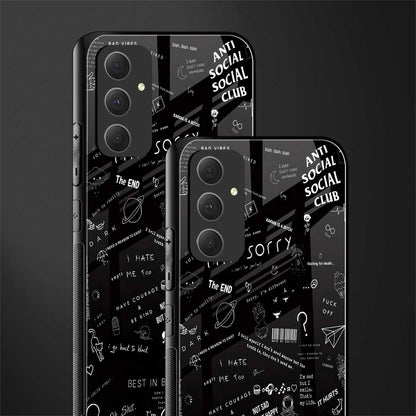 minimalistic black aesthetic collage back phone cover | glass case for samsung galaxy a54 5g