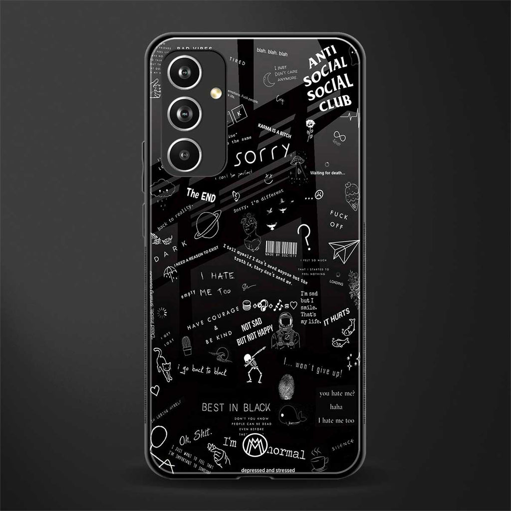 minimalistic black aesthetic collage back phone cover | glass case for samsung galaxy a54 5g