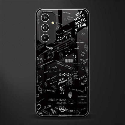 minimalistic black aesthetic collage back phone cover | glass case for samsung galaxy a54 5g
