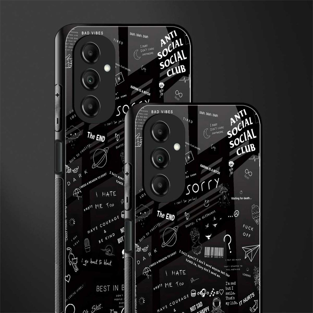 minimalistic black aesthetic collage back phone cover | glass case for samsung galaxy a14 5g